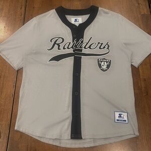STARTER Men's Gray and Black Raiders Jersey